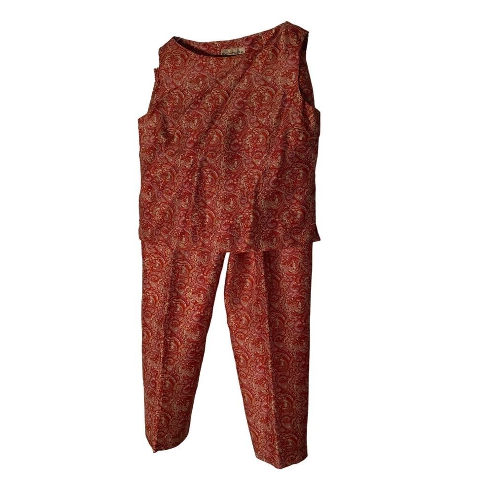 Evan Picone 100% Silk 2pc Set 90's Vntg Pink Silk Paisley Women's Size 12 - Picture 4 of 5